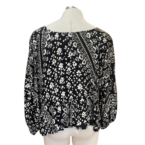 NWT Saltwater Luxe Top Madaris Ruffle Printed Black White Oversized Sz. S - Picture 7 of 10